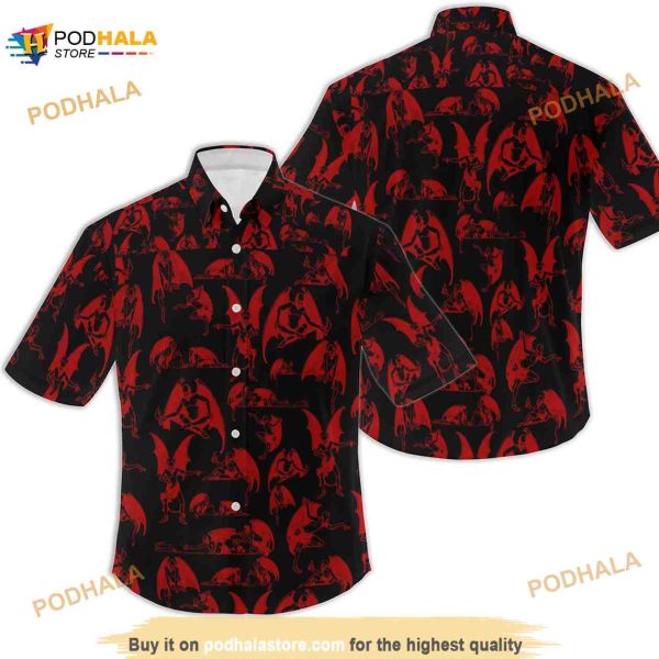 Red Demon Pattern Men’s Hawaiian Shirt