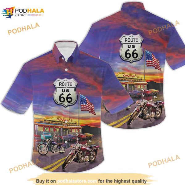 Route 66 Dinner 3D All Over Printed Hawaiian Shirt