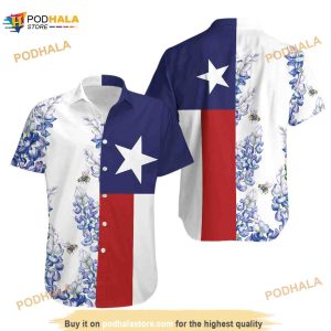 Royal Blue Bluebonnet Texas Hawaiian Shirt