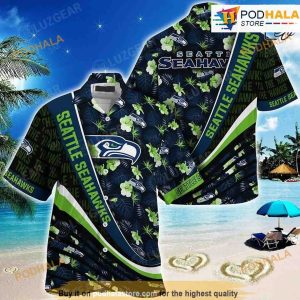 Seattle Seahawks NFL Football With Tropical Flower Pattern Hawaiian Shirt For Fans