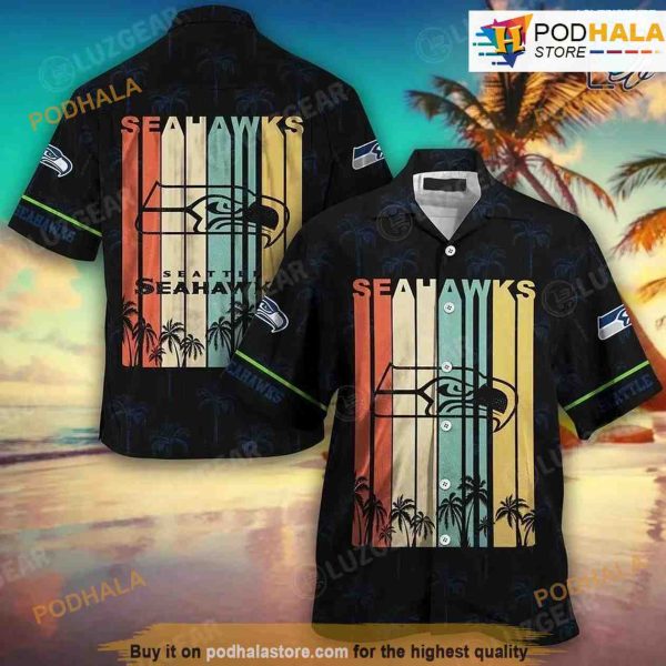 Seattle Seahawks NFL Hawaii Beach Shirt Retro Vintage Summer Button Hawaiian Shirt