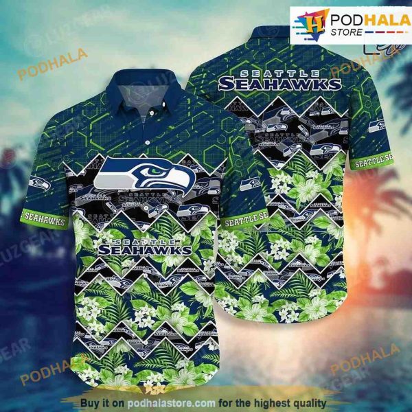 Seattle Seahawks NFL Hawaiian Shirt Tropical Patterns 3D Printed Beach Shirt Summer Gift