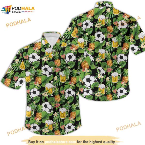 Soccer and Beer Summer Vacation Funny Hawaiian Shirt