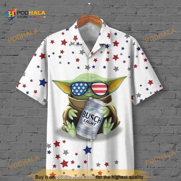 Star Wars Baby Yoda Hugs Busch Light Hawaiian Shirt