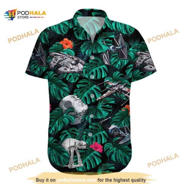 Star Wars Space Warship And Tropical Palm Leaves Hawaiian Shirt