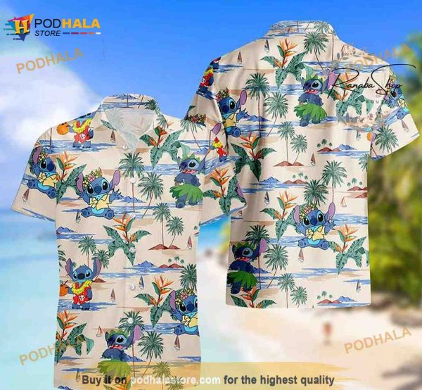 Stich Family Beach Disney Hawaiian Shirt