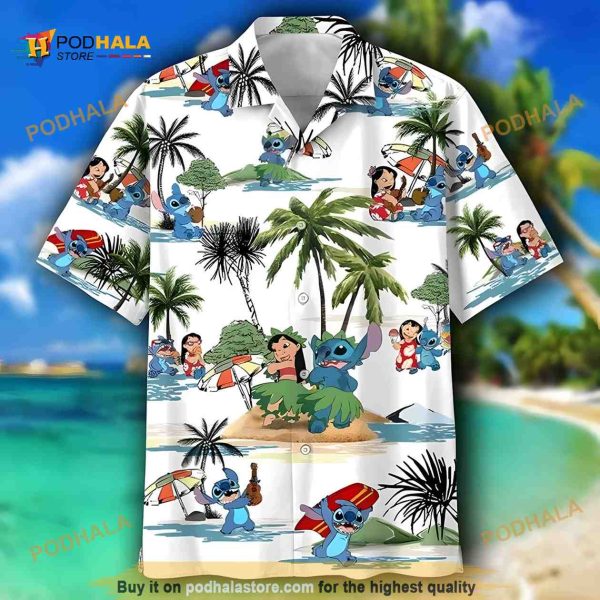 Stitch And Lilo Surfing Hawaiian Shirt