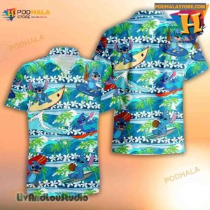 Stitch Surfing Summer Tropical Hawaiian Shirt