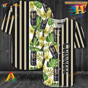 Striped Tropical Hawaii Guinness Beer Baseball Jersey