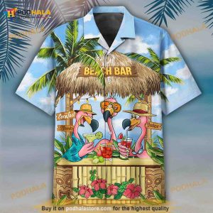 Summer Flamingo Beach Bar Hawaiian Shirt