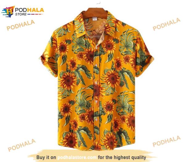 Summer Men’s Sunflower Print Hawaiian Shirt