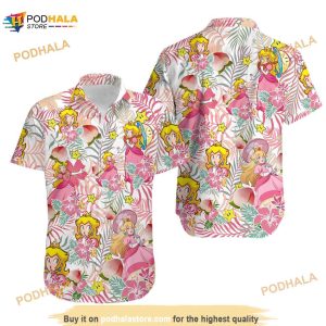 Super Mario Princess Peach Feeling Peachy Hawaiian Shirt For Women