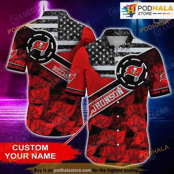 Tampa Bay Buccaneers NFL Customized Hawaii Shirt Hot Summer Us Flag Vintage Hawaiian Shirt