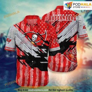 Tampa Bay Buccaneers NFL Football Hawaiian Shirt American Flag Print Summer Gifts