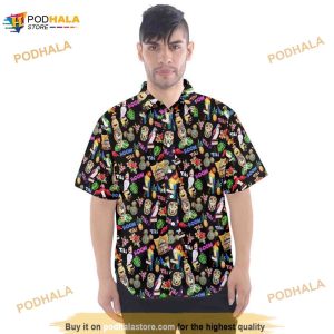 Tiki Bird Room Inspired Short Sleeved Button Down Hawaiian Shirt