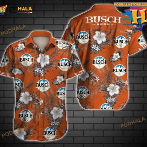 Tlmus Busch Beer Tropical Hawaiian Shirt