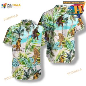 Tropical Bigfoot With Beer Summer Hawaiian Shirt