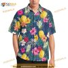 Tropical Pineapple Hibicus Floral Prints Summer Hawaiian Shirt