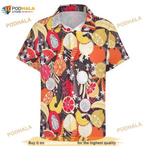 Tropical Pineapple Pitaya Lemon Floral Prints Summer Hawaiian Shirt