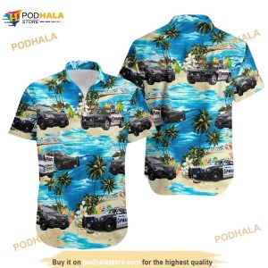 Tropical Police Car For Button Down Aloha Hawaii Shirt