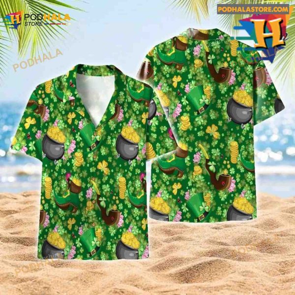 Unisex Irish Hat Saint Patrick’s Day Green Aloha Hawaiian Shirt