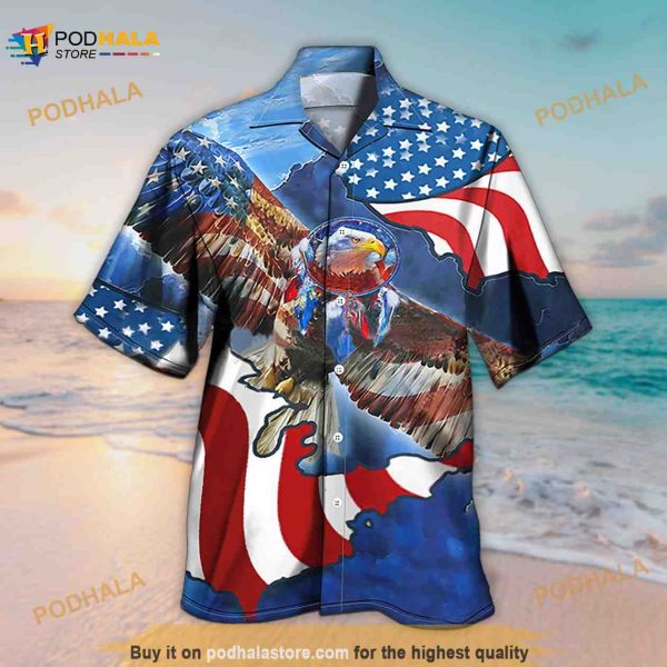 Unisex USA Flag Eagle Independence Day Funny Hawaiian Shirt