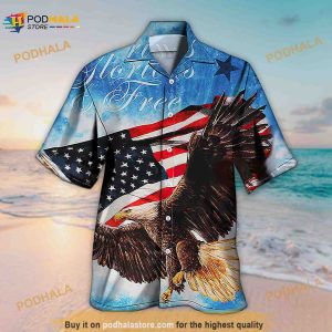 Unisex USA Flag Eagle Patriotic Independence Day Shirts Funny Hawaiian Shirt