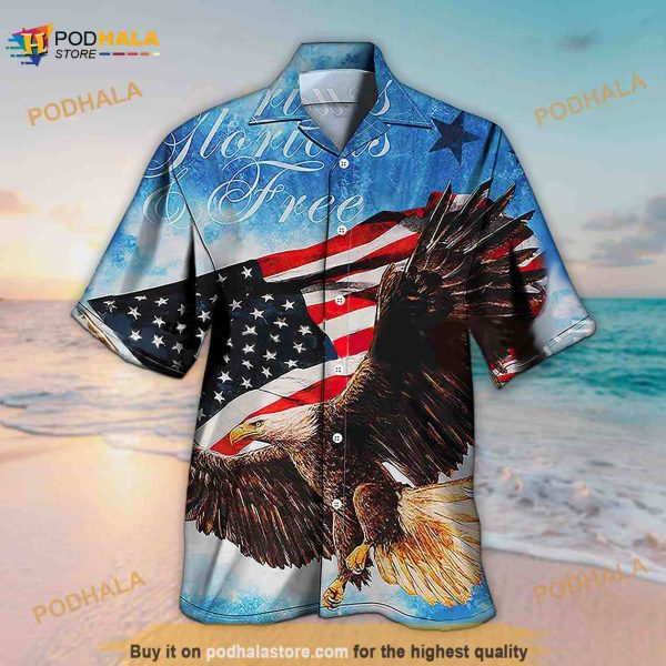 Unisex USA Flag Eagle Patriotic Independence Day Shirts Funny Hawaiian Shirt