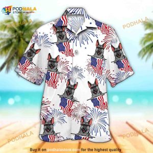 Unisex USA Flag Shirt Dog Independence Day Funny Hawaiian Shirt