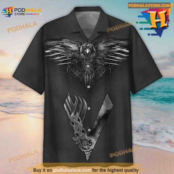 Viking Black Raven Hawaiian Shirt