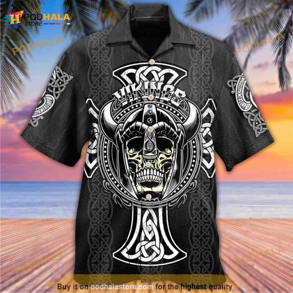 Viking Cool Pattern Black Style Hawaiian Shirt