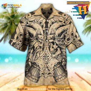 Viking Old Man With Skull Vintage Hawaiian Shirt