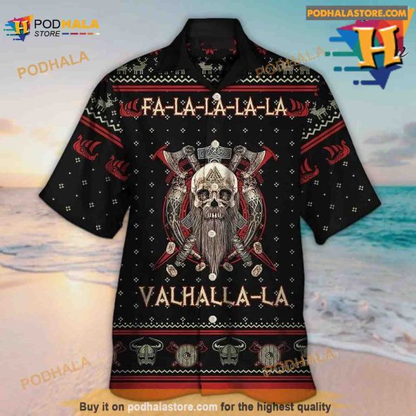 Viking Valhalla Black And Red Hawaiian Shirt