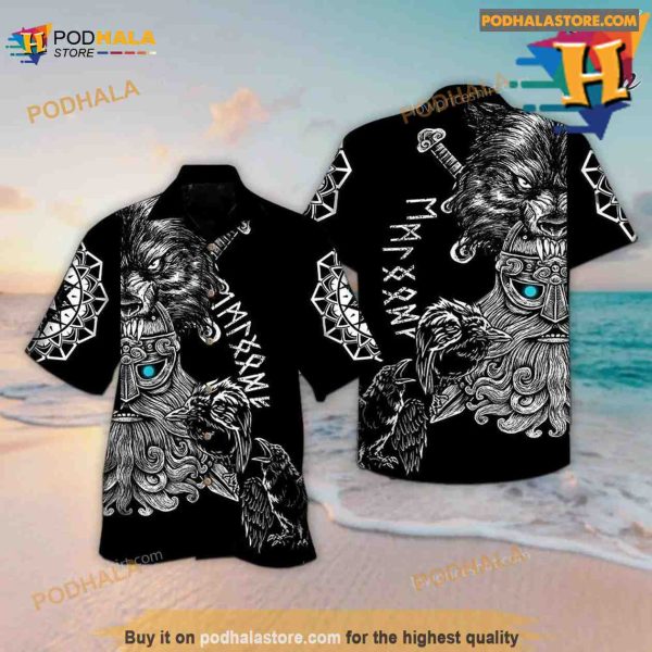 Viking Warrior And Wolf Hawaiian Shirt