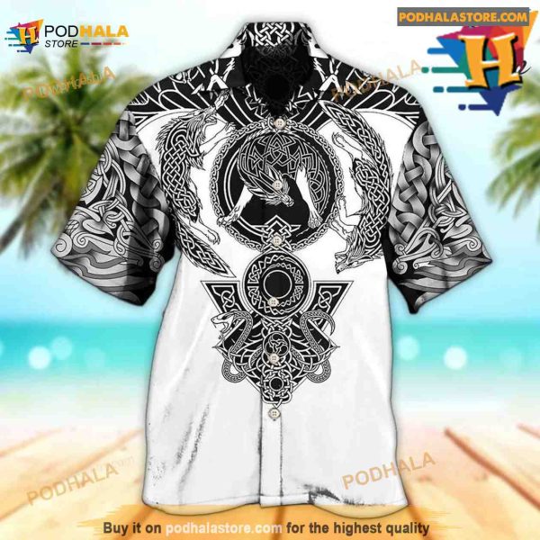 Viking Warrior Blood Black And White Hawaiian Shirt