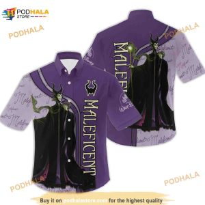 Villian Maleficent Purple Stripes Disney Hawaiian Shirt