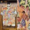 Vintage 1950s Kamehameha Nylon Eugene Savage Menu Print Hawaiian Shirt