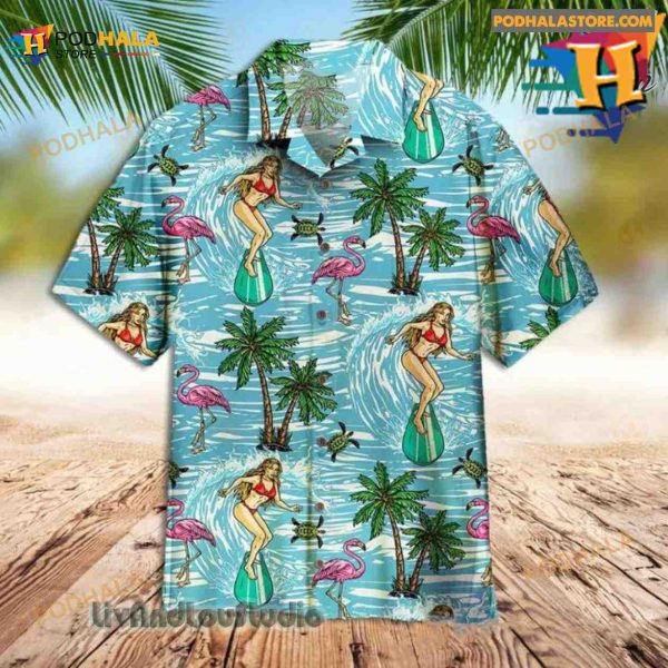 Vintage Surfing Girl Hawaiian Shirt