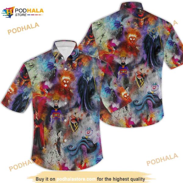 Watercolor Villains Disney Hawaiin Shirt