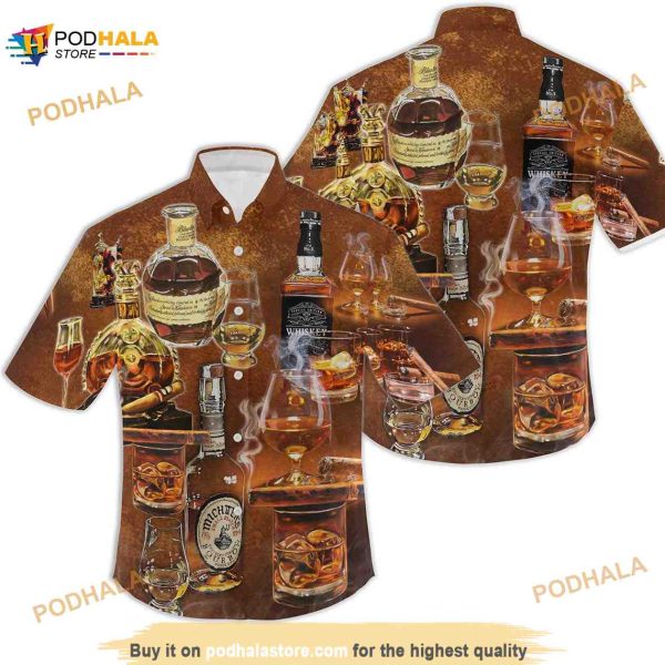 Whiskey & Food Pattern For Whiskey Lovers Hawaiian Shirt