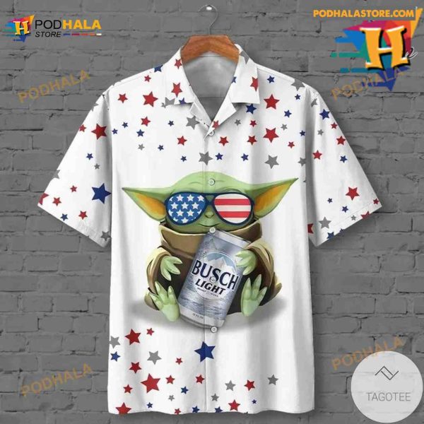 Yoda With Beer Busch Light Hawaiian Shirt